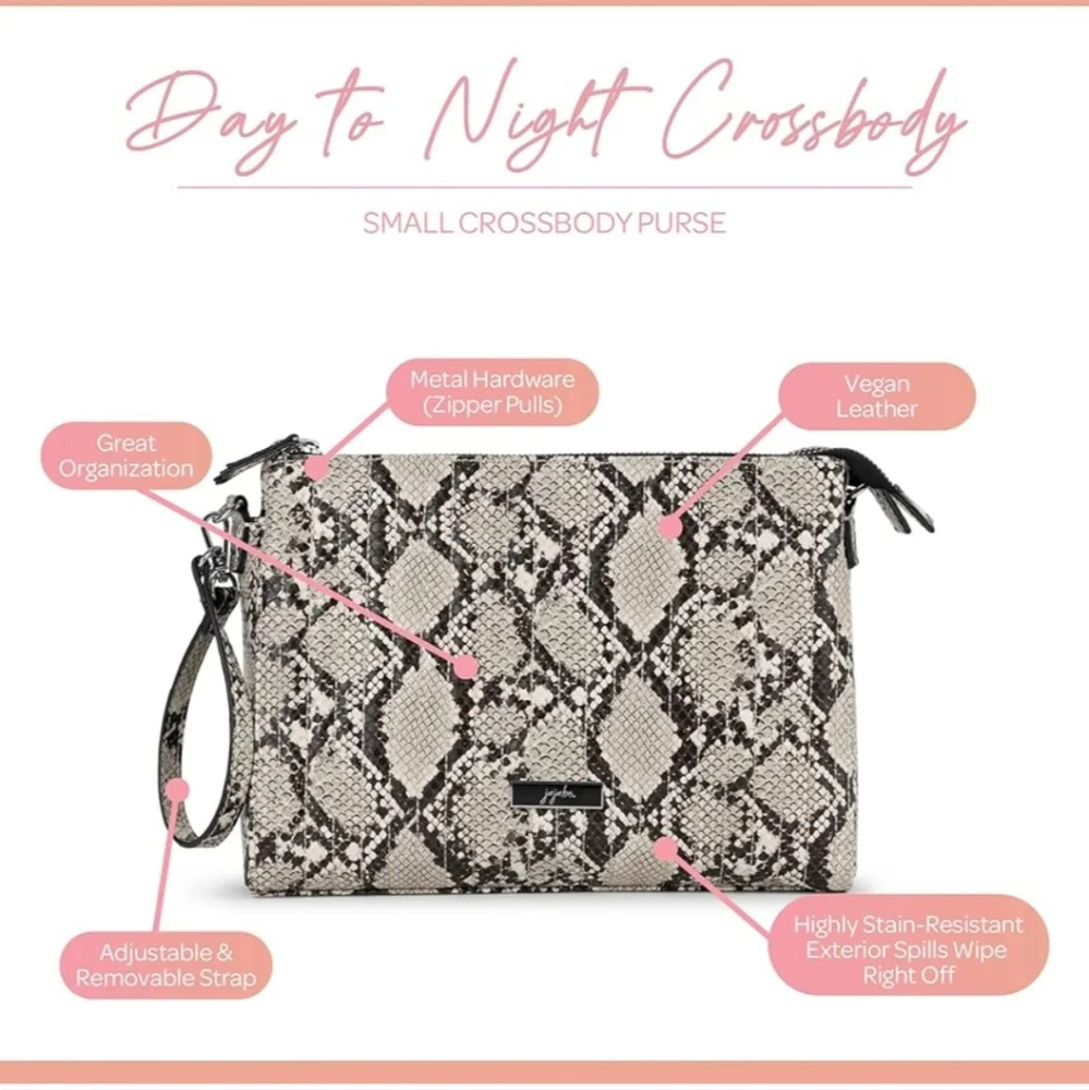 JuJuBe | Day to Night Crossbody Bag, Designer Small Crossbody Purse snakeskin